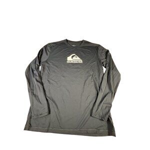 Quiksilver Solid Streak Rashguard Shirt Sz Medium Black Surfing Long Sleeve EUC
